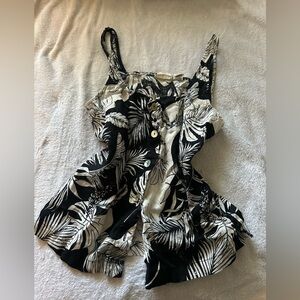 Christian Siriano Linen Tropical Floral Tank Medium Summer Resort Vacation